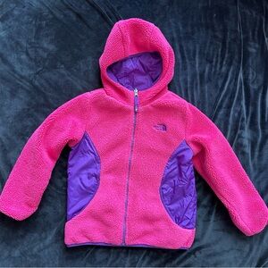 The North Face Purple and Pink Reversible Hooded Jacket Size 7/8